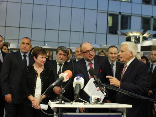 During the official opening of the exhibition "Treasures from Bulgaria. The Gold of the Thracian Warriors" with the Prime Minister of Bulgaria Boyko Borisov, Commissioner Kristalina Georgieva and the President of the European Parliament Jerzy Buzek